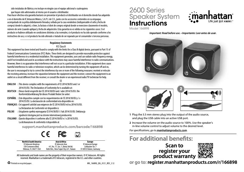 Page 1 de la notice Manuel utilisateur Manhattan 166898