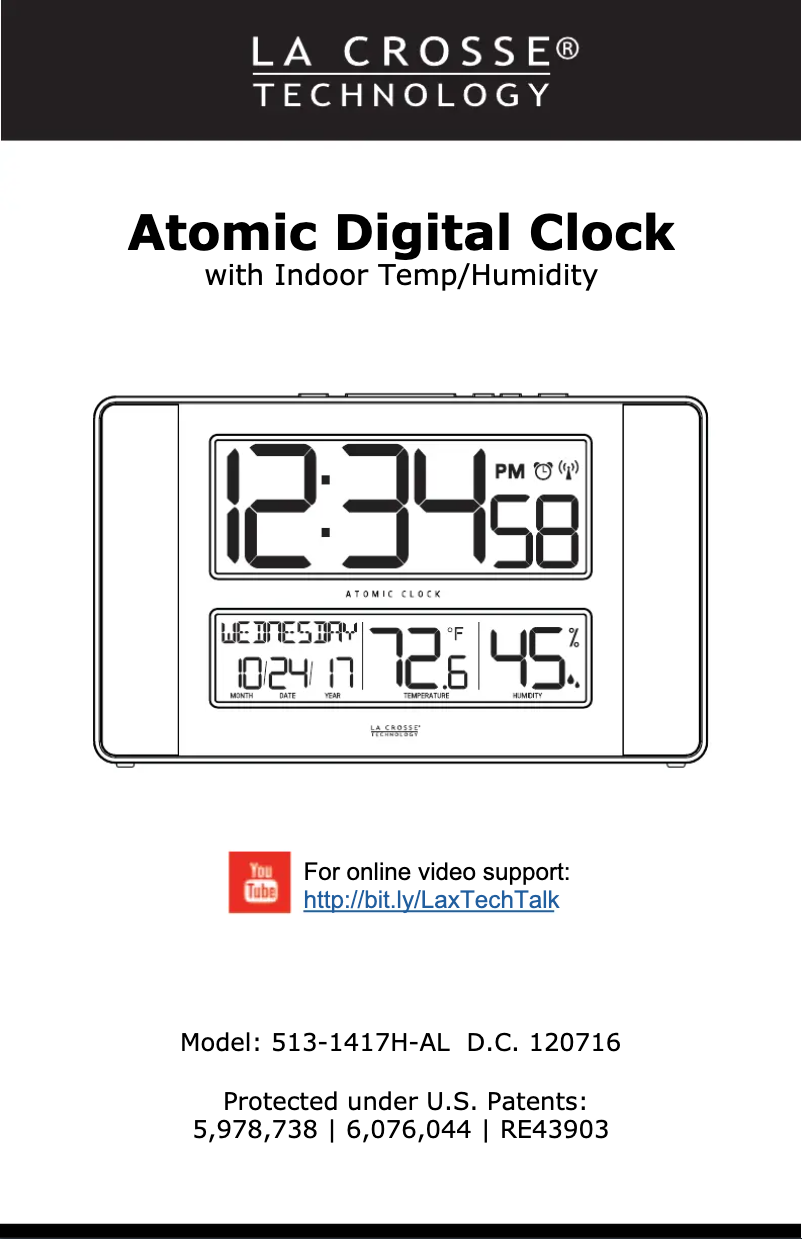 Page n°1 - Manuel utilisateur La Crosse Technology 513-1417H-AL