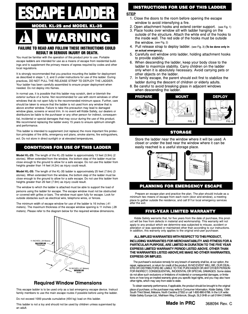 Image de la première page du manuel de l'appareil KL-3S