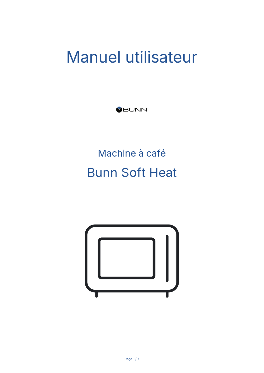 Page n°1 - Manuel utilisateur Bunn Soft Heat