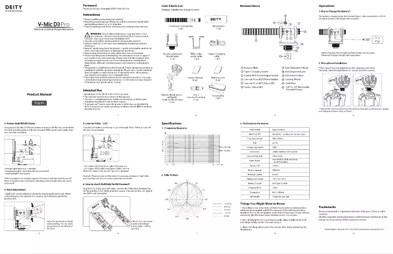 Página 1 del manual Manual de usuario Deity V-Mic D3
