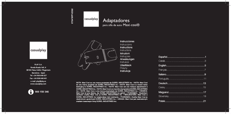 Page n°1 - Manuel utilisateur Casualplay Maxi Cosi adaptor