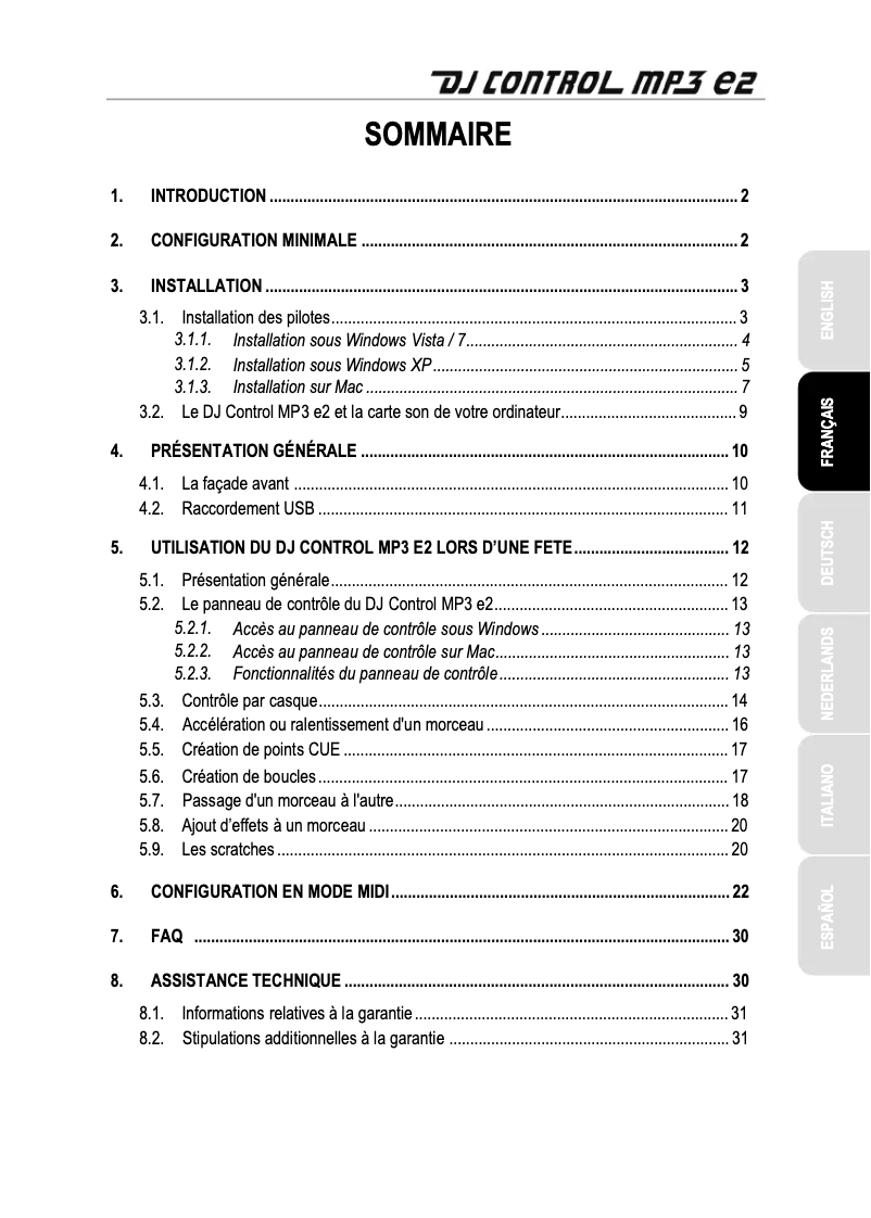 Page n°1 - Manuel utilisateur Hercules DJ Control MP3 E2