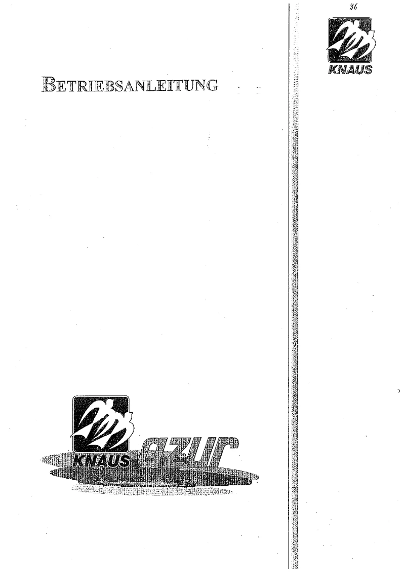 Page 1 de la notice Manuel utilisateur Knaus Azur Royale (1997)