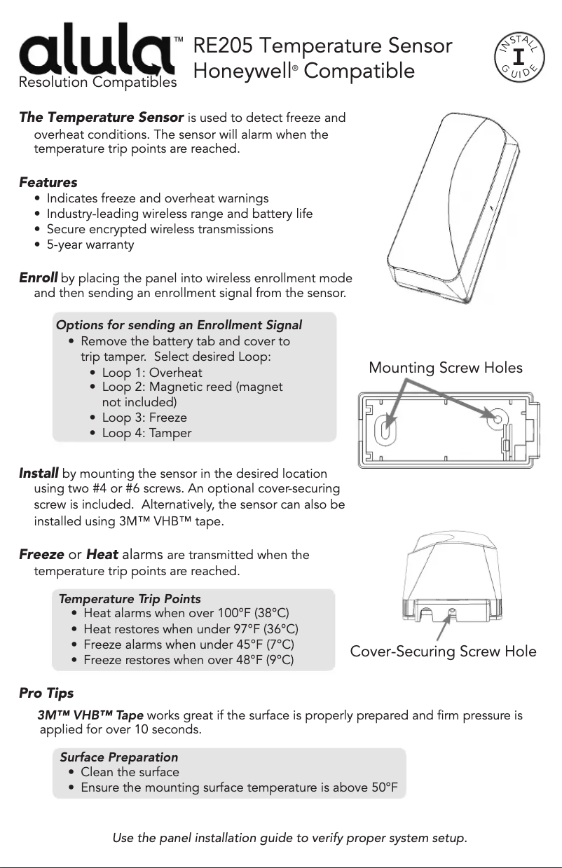 Page 1 de la notice Manuel utilisateur Alula RE205