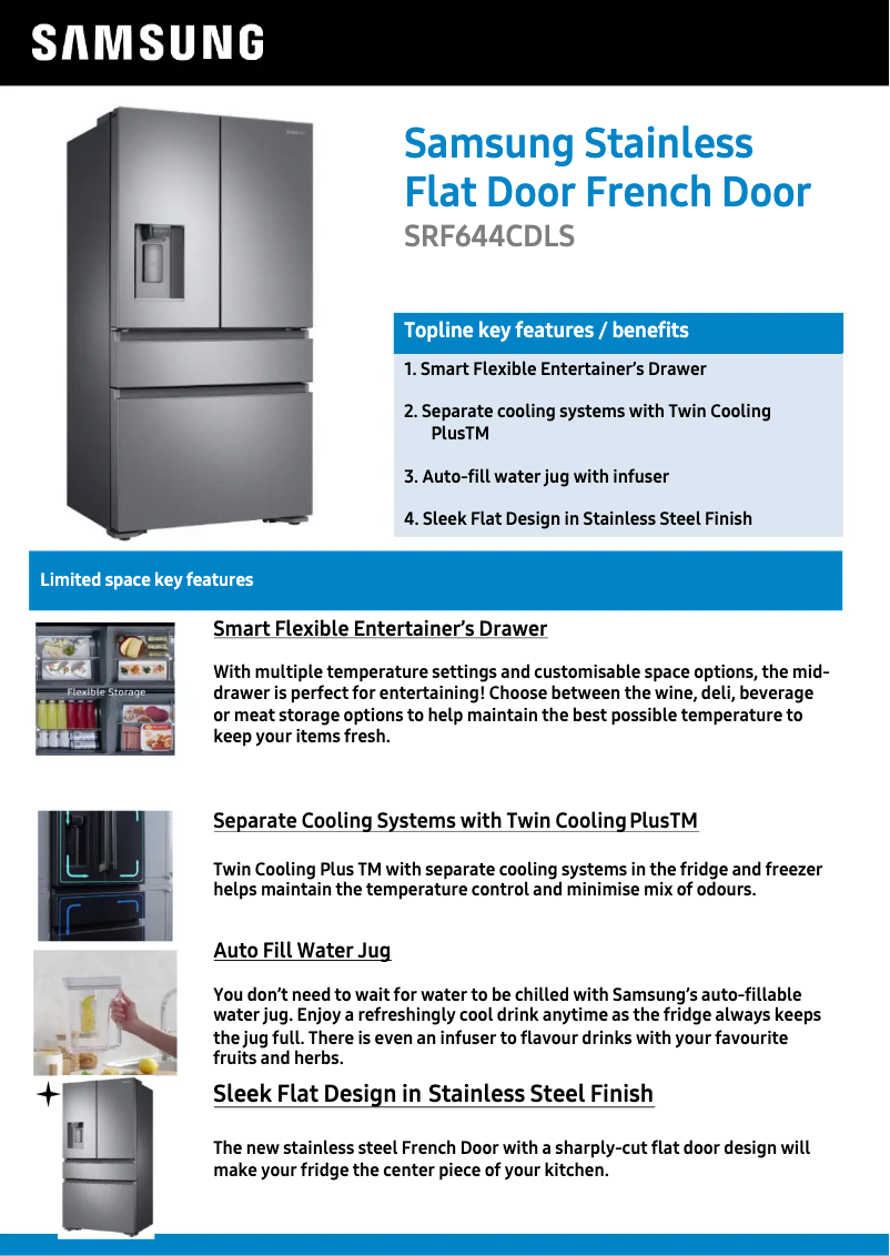 Page 1 de la notice Fiche technique Samsung SRF644CDLS