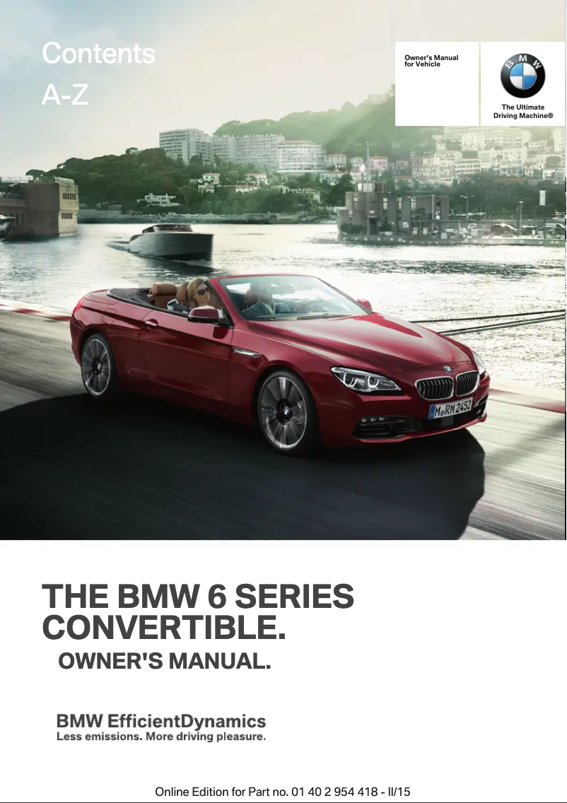 Image de la première page du manuel de l'appareil 6 Series Convertible (2016)