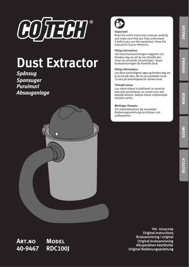 Image de la première page du manuel de l'appareil RDC100J