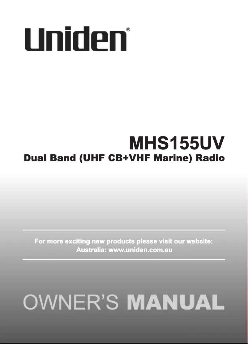 Page n°1 - Manuel utilisateur Uniden MHS155UV