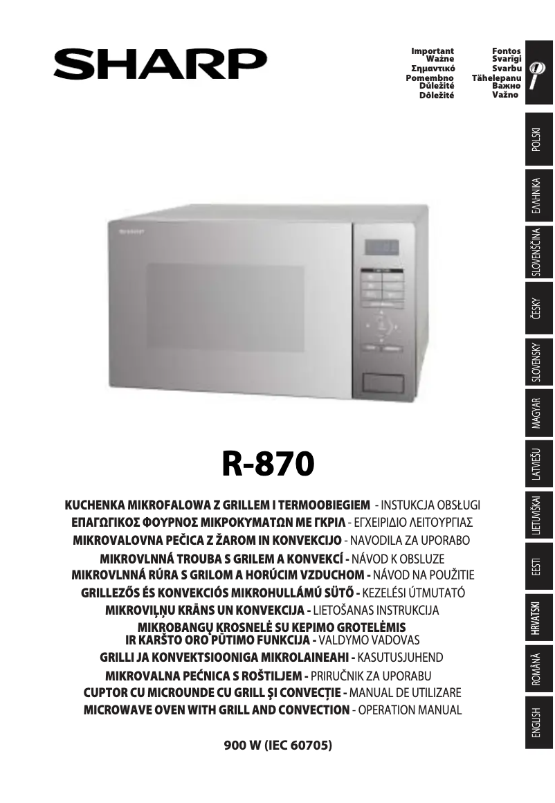 Page 1 de la notice Manuel utilisateur Sharp R-870BK