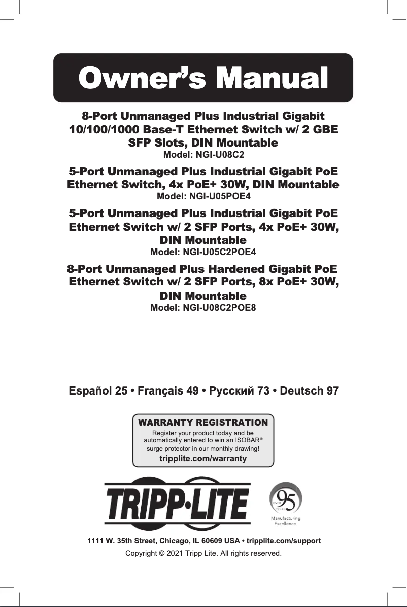 Page n°1 - Manuel utilisateur Tripp Lite NGI-U08C2POE8