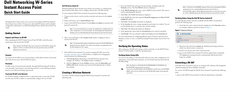Page 1 de la notice Guide d'installation Dell W-IAP155