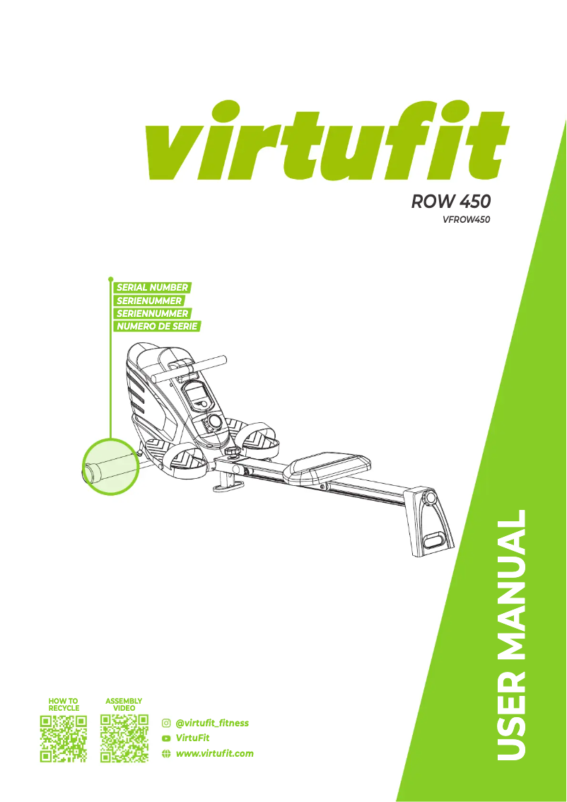 Page 1 de la notice Manuel utilisateur VirtuFit Row 450