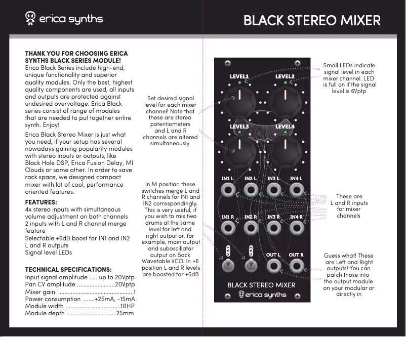 Image de la première page du manuel de l'appareil Black Stereo Mixer