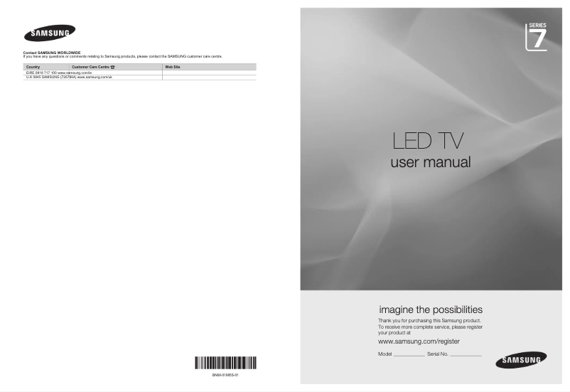 Page 1 de la notice Manuel utilisateur Samsung UE32B7000