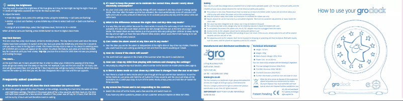 Page n°1 - Manuel utilisateur Gro Company Gro Clock