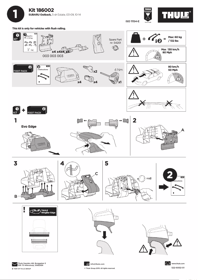Page n°1 - Manuel utilisateur Thule Kit 186002