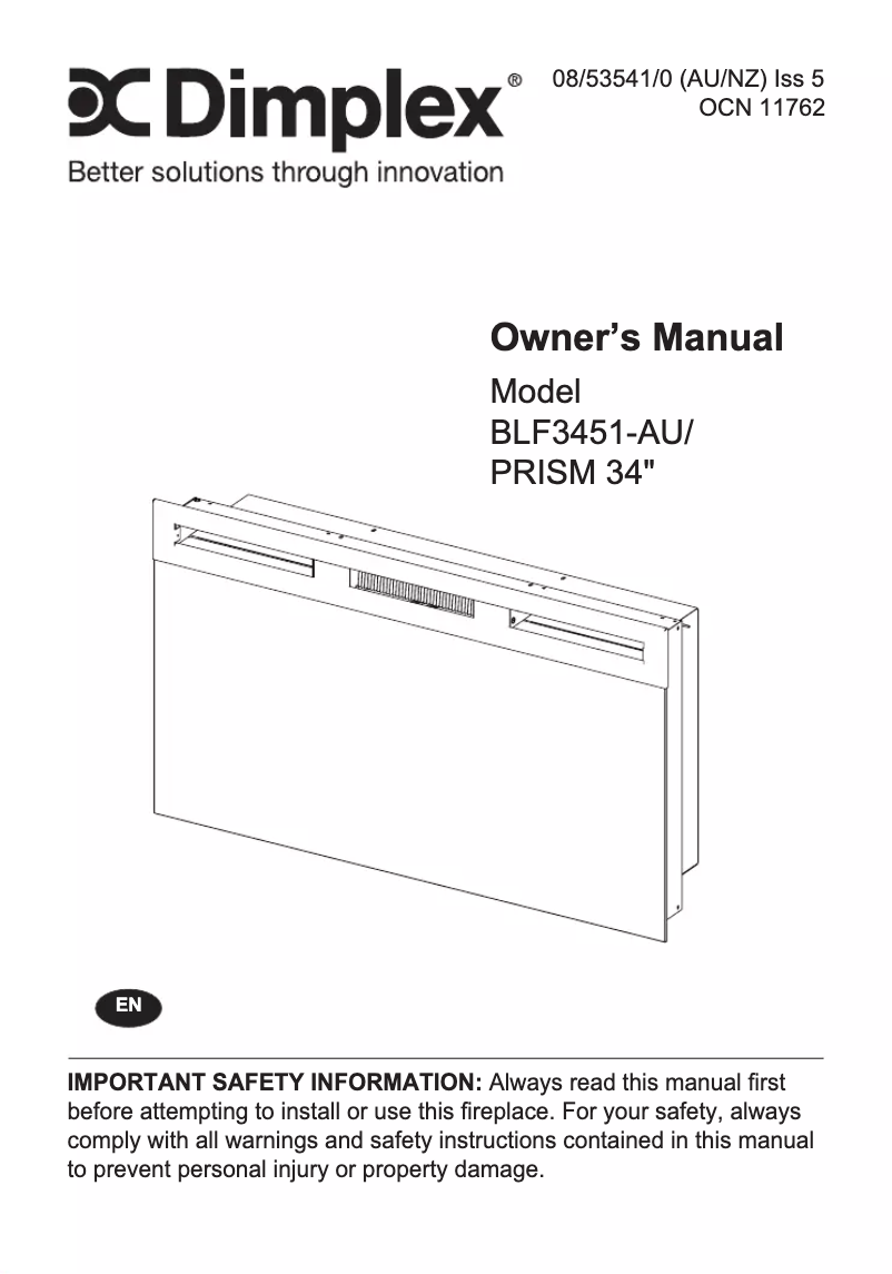 Page 1 de la notice Manuel utilisateur Dimplex Prism BLF3451-AU