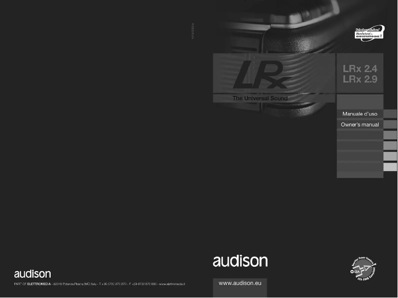 Page n°1 - Manuel utilisateur Audison LRX 2.9
