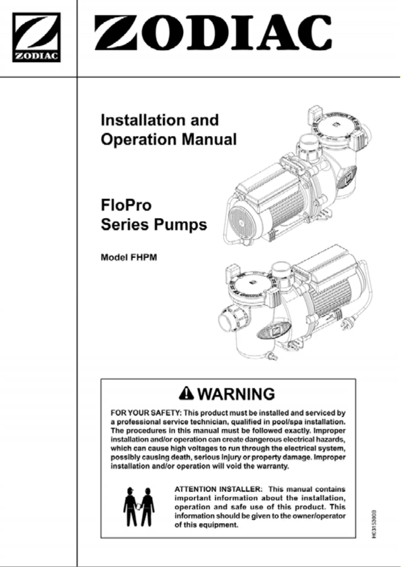 Page 1 de la notice Manuel utilisateur Zodiac FloPro