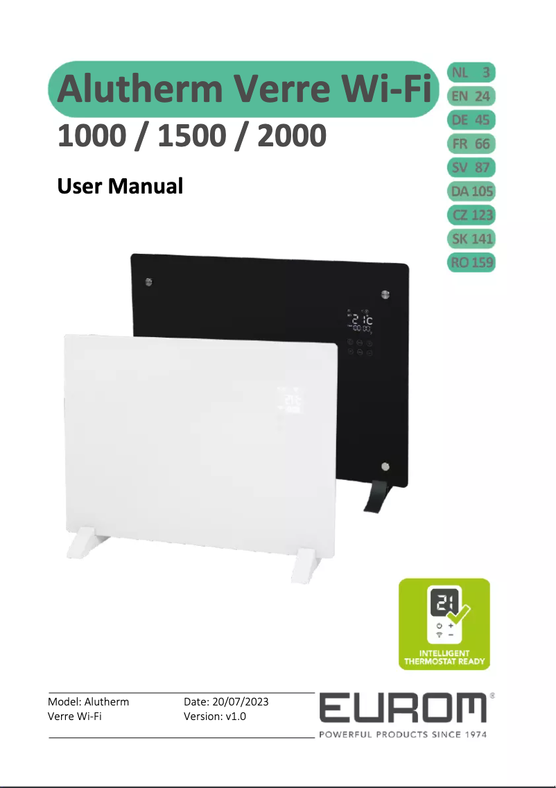 Página 1 del manual Manual de usuario Eurom Alutherm Verre 1500