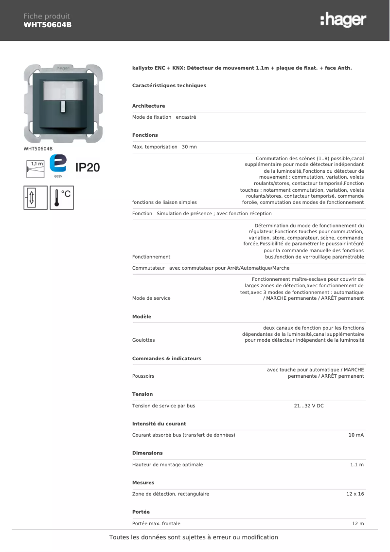 Image de la première page du manuel de l'appareil WHT50604B