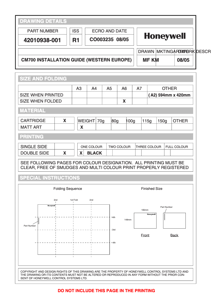 Page n°1 - Manuel utilisateur Honeywell CM701