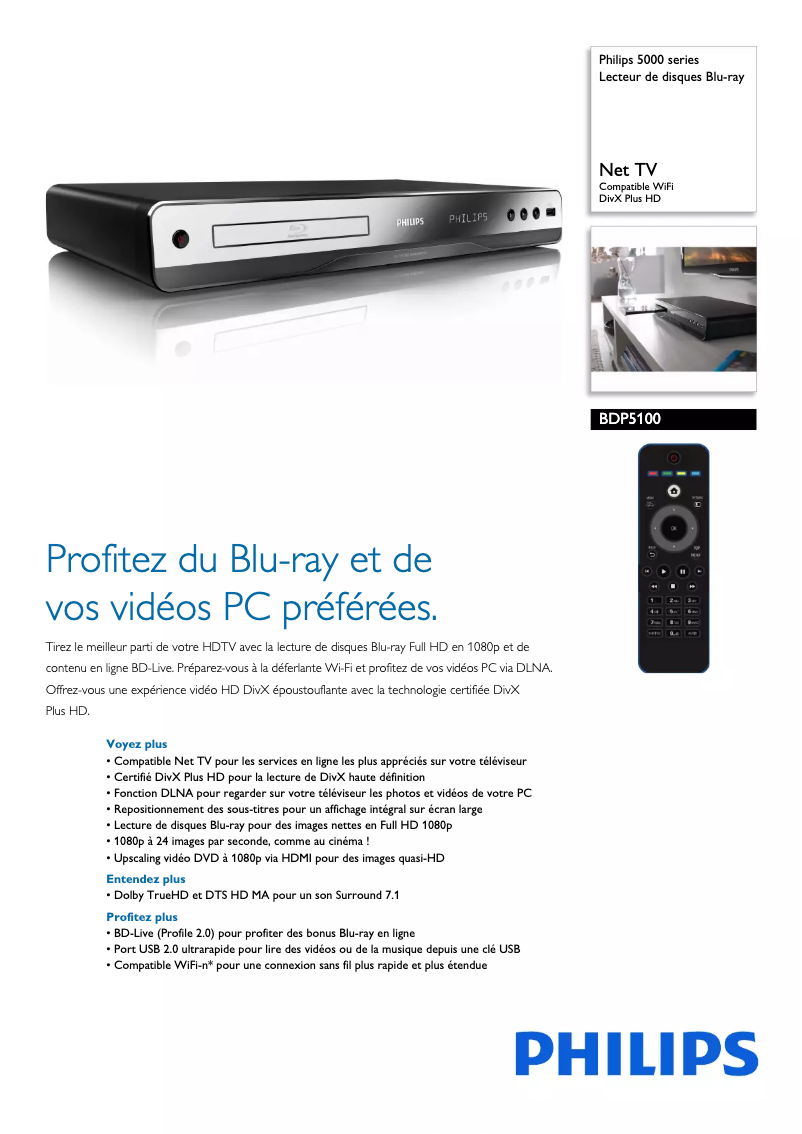 Image de la première page du manuel de l'appareil 5000 series BDP5100