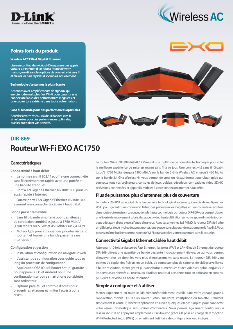 Page 1 de la notice Fiche technique D-Link DIR-869