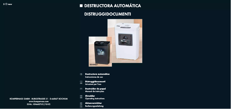 Image de la première page du manuel de l'appareil KH 4407