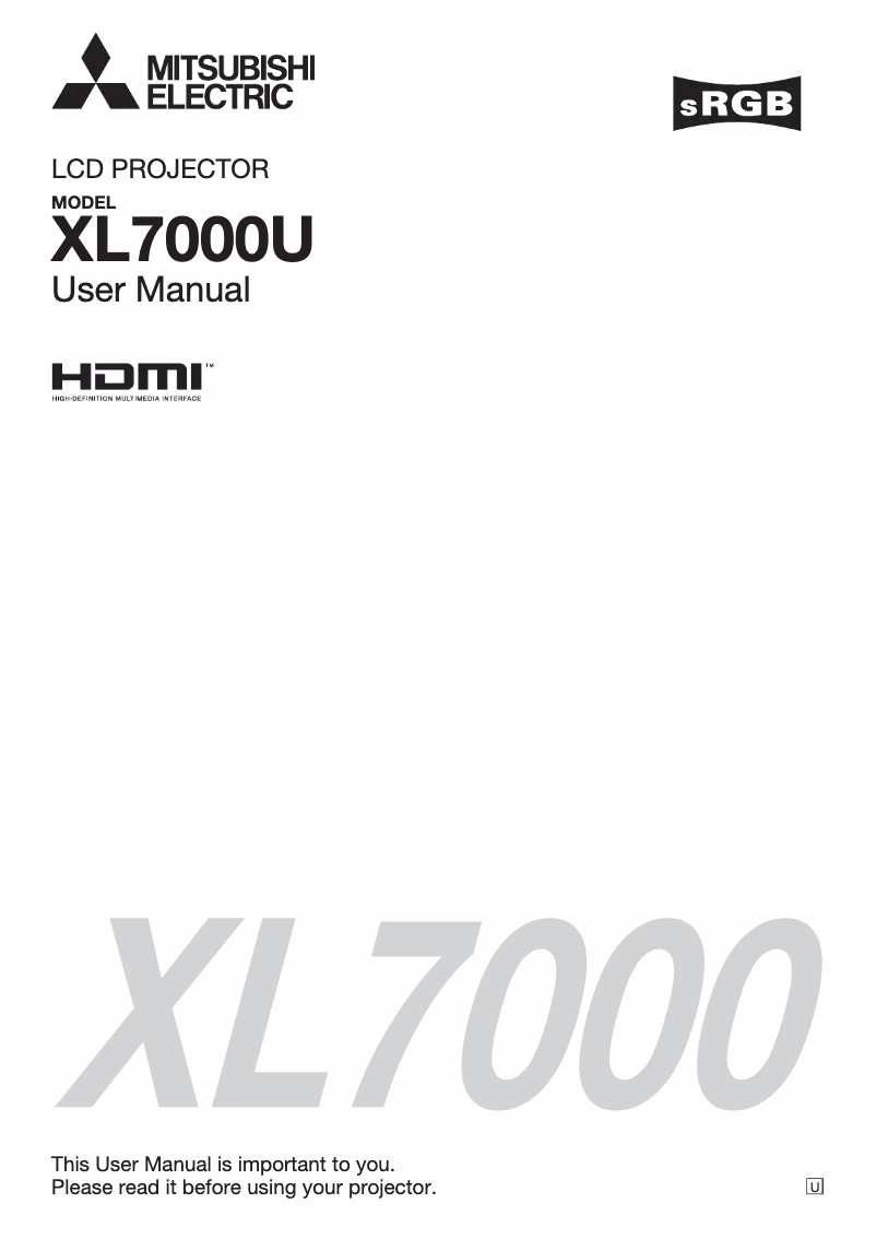 Image de la première page du manuel de l'appareil XL7000U