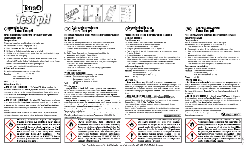 Página 1 del manual Manual de usuario Tetra Test pH