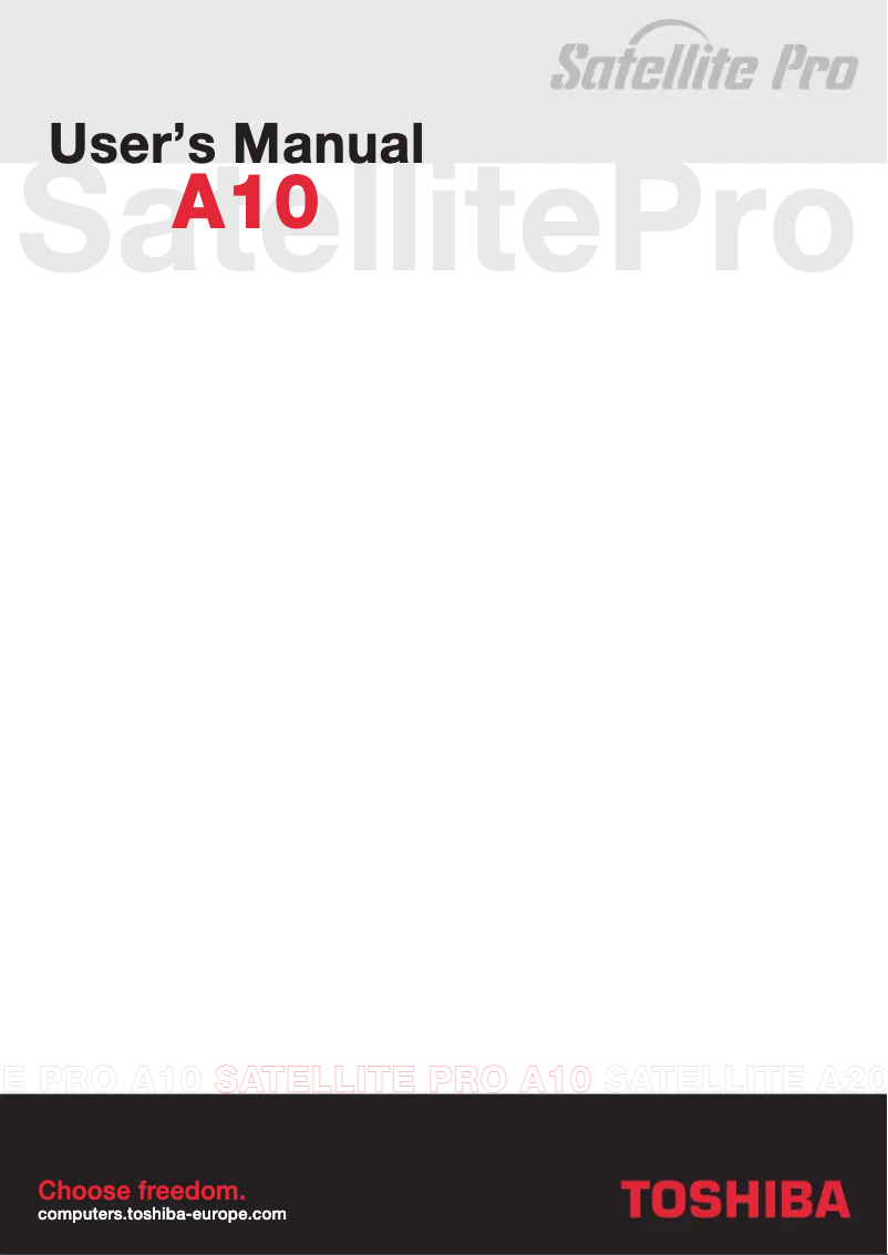 Page n°1 - Manuel utilisateur Toshiba Satellite Pro A10