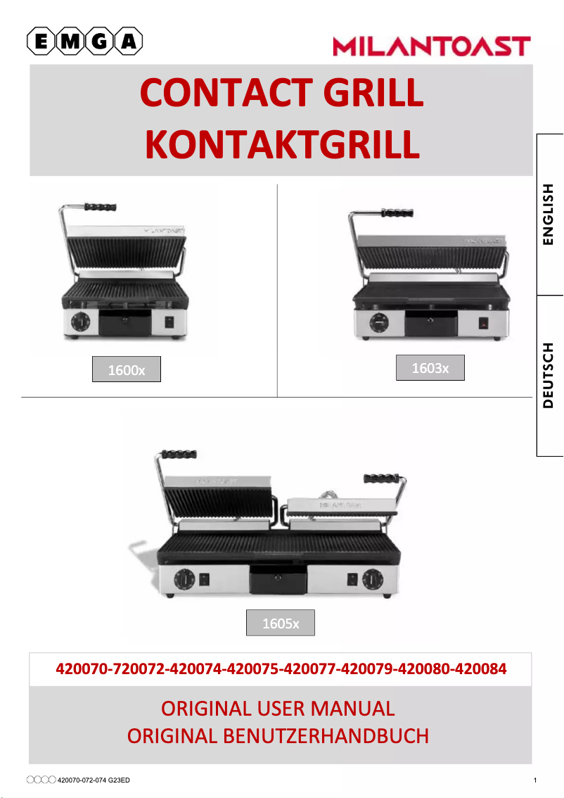 Page 1 de la notice Manuel utilisateur MilanToast 420074