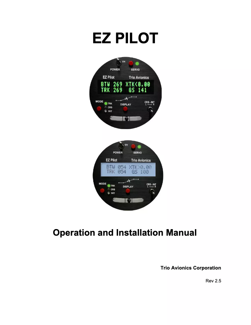 Page n°1 - Manuel utilisateur Trio Avionics EZ-PILOT