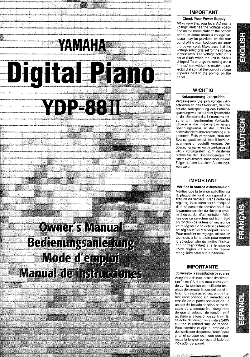 Página 1 del manual Manual de usuario Yamaha YDP-88II