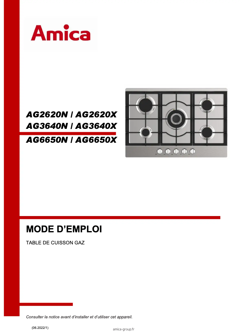 Page n°1 - Manuel utilisateur Amica AG3640X