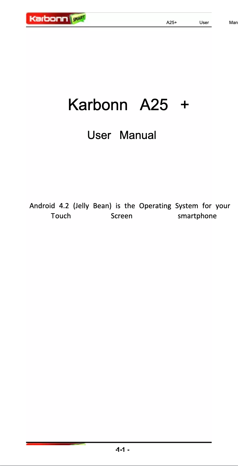 Image de la première page du manuel de l'appareil A25+