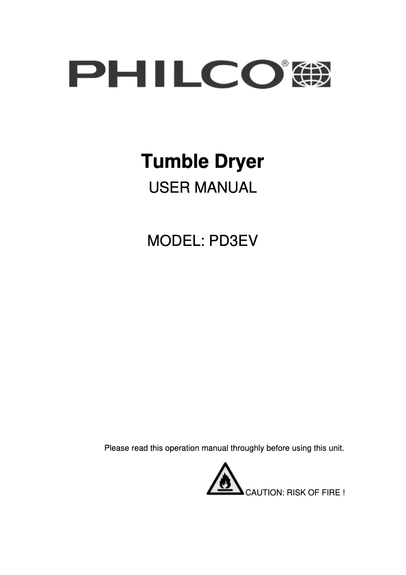 Page n°1 - Manuel utilisateur Philco PD3EV