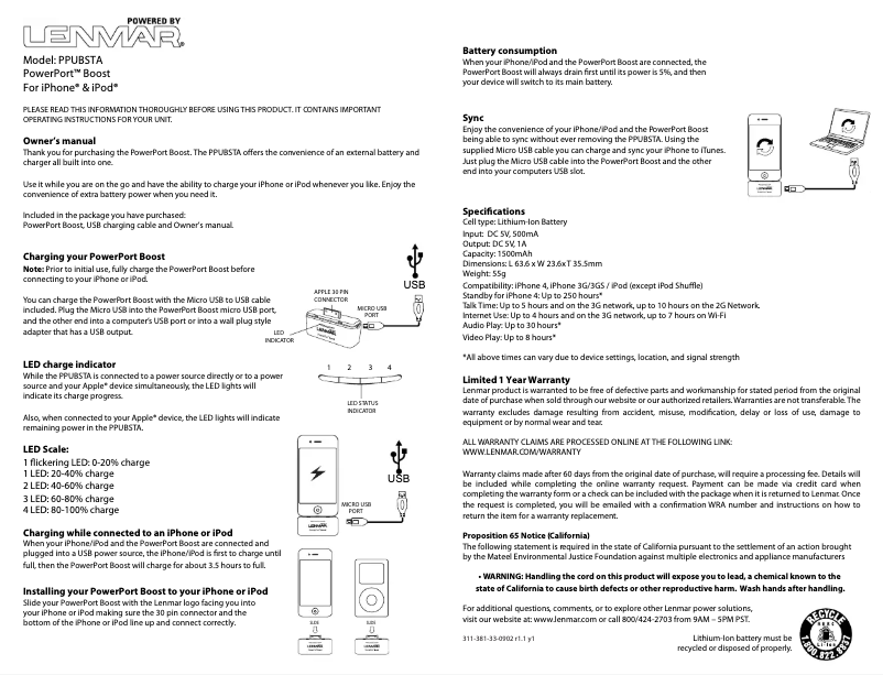 Page 1 of the manual User Manual Lenmar PowerPort Boost