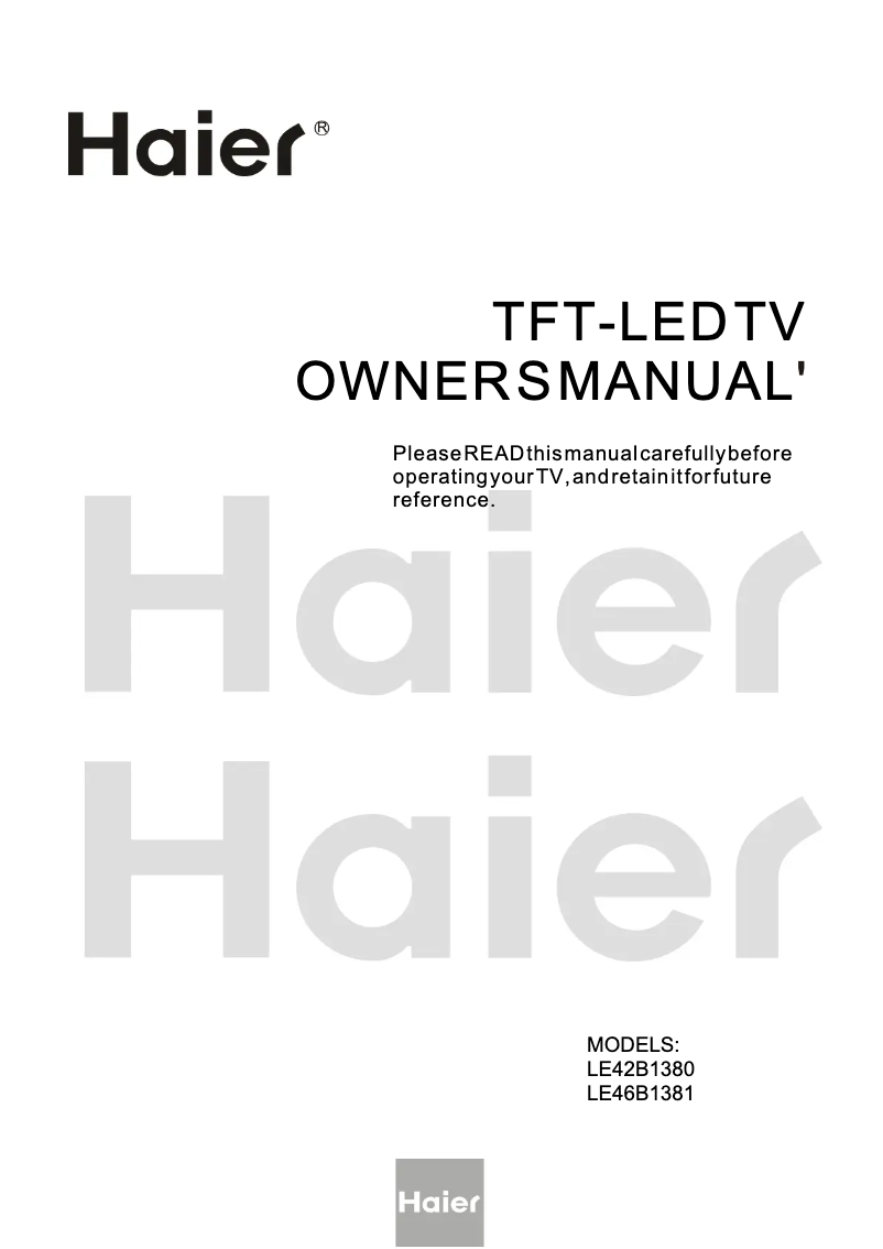 Page 1 de la notice Manuel utilisateur Haier LE42B1380