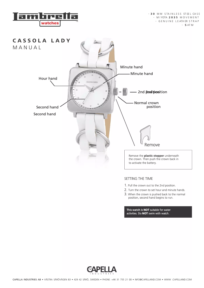 Page 1 de la notice Manuel utilisateur Lambretta Cassola Lady