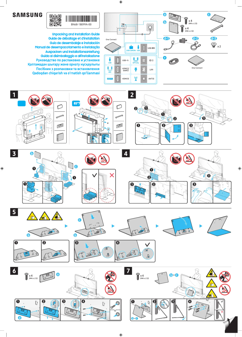Page 1 de la notice Guide d'installation Samsung QE85QN800DT