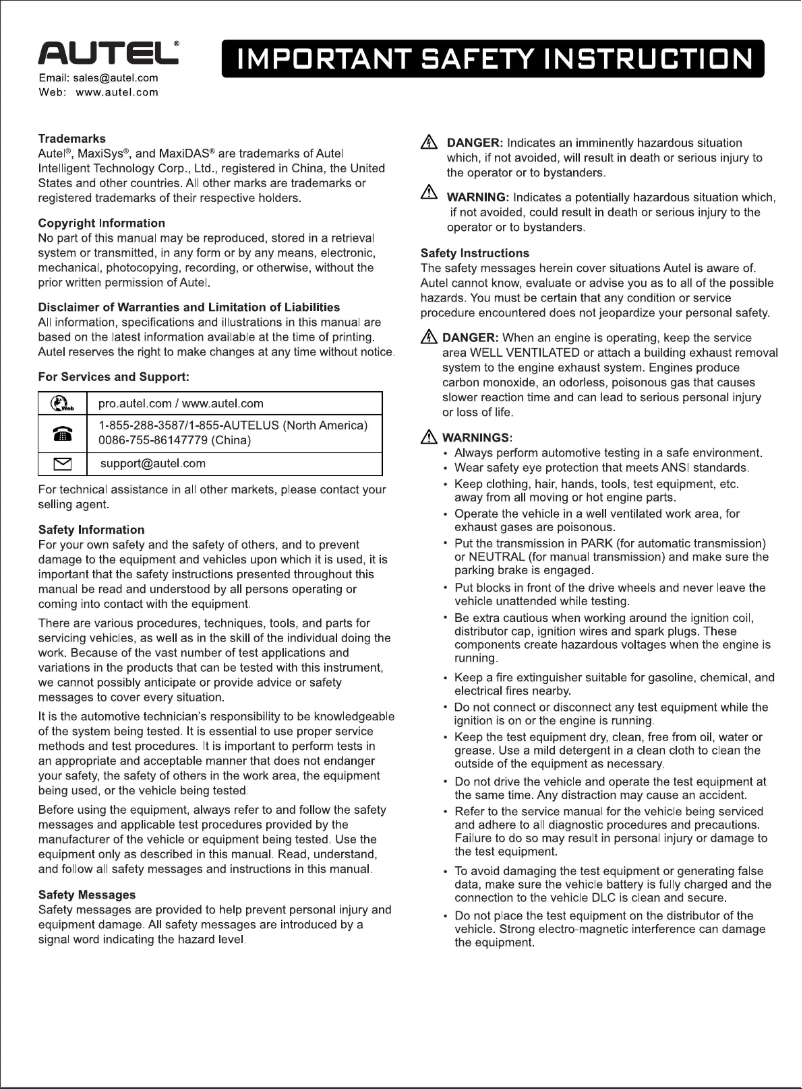 Page n°1 - Guide de démarrage rapide Autel MaxiSYS MS909EV