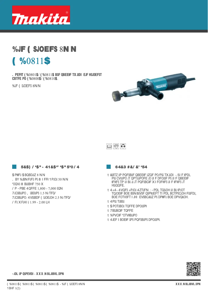 Page 1 de la notice Fiche technique Makita GD0811C