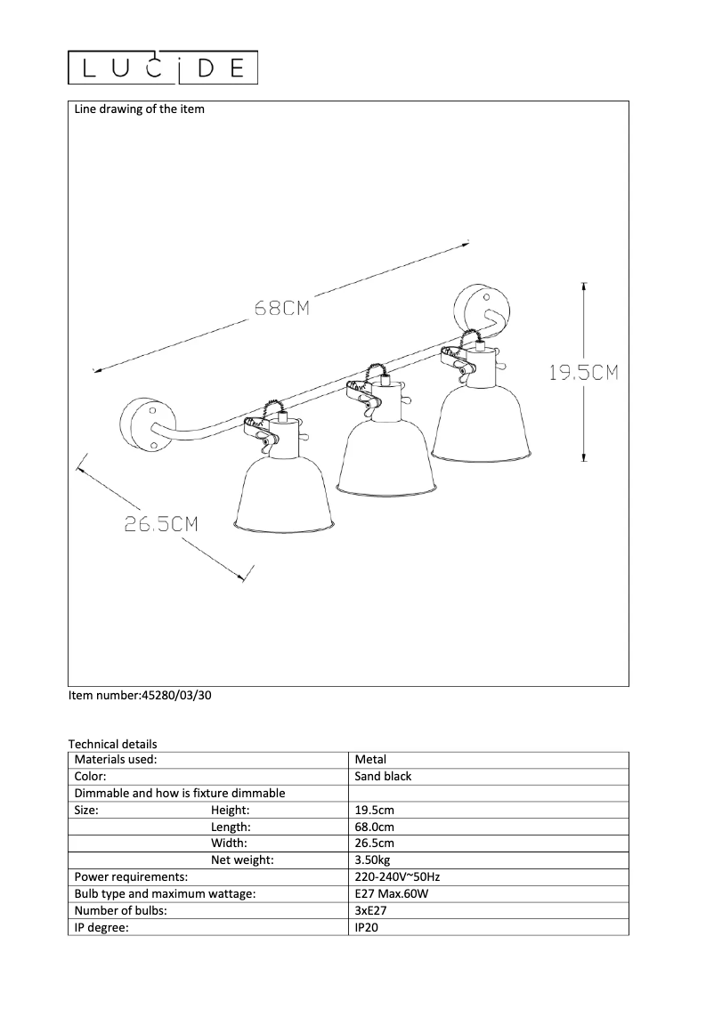 Page n°1 - Manuel utilisateur Lucide Pia 45280/03/30