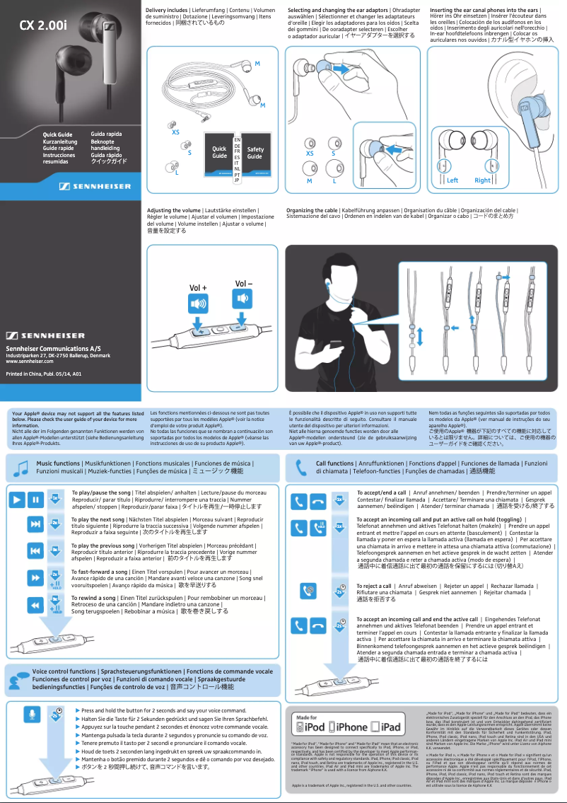 Page n°1 - Manuel utilisateur Sennheiser CX 2.00G