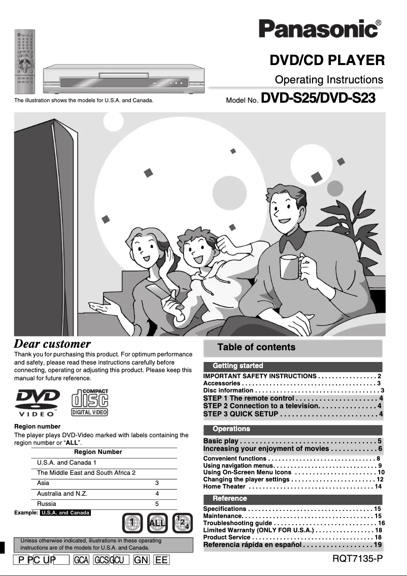 Página 1 del manual Manual de usuario Panasonic DVD-S23