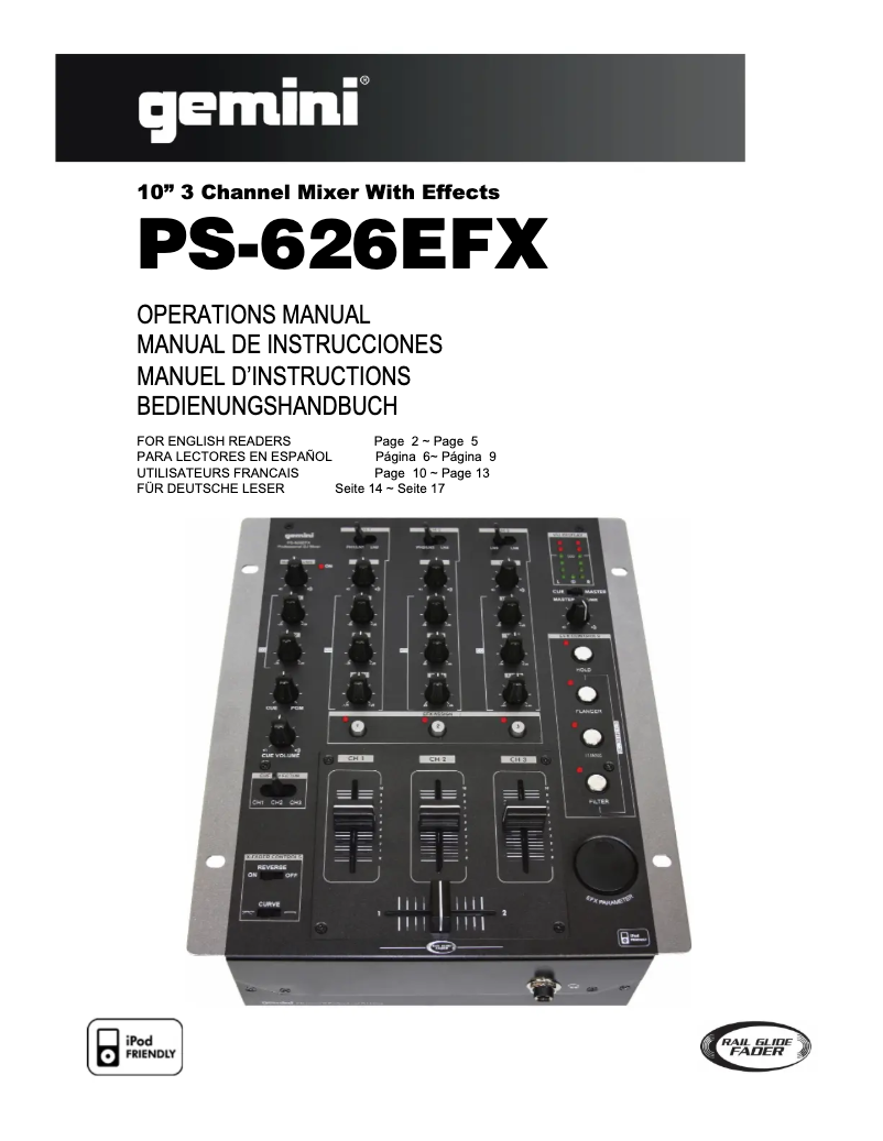 Image de la première page du manuel de l'appareil PS-626EFX