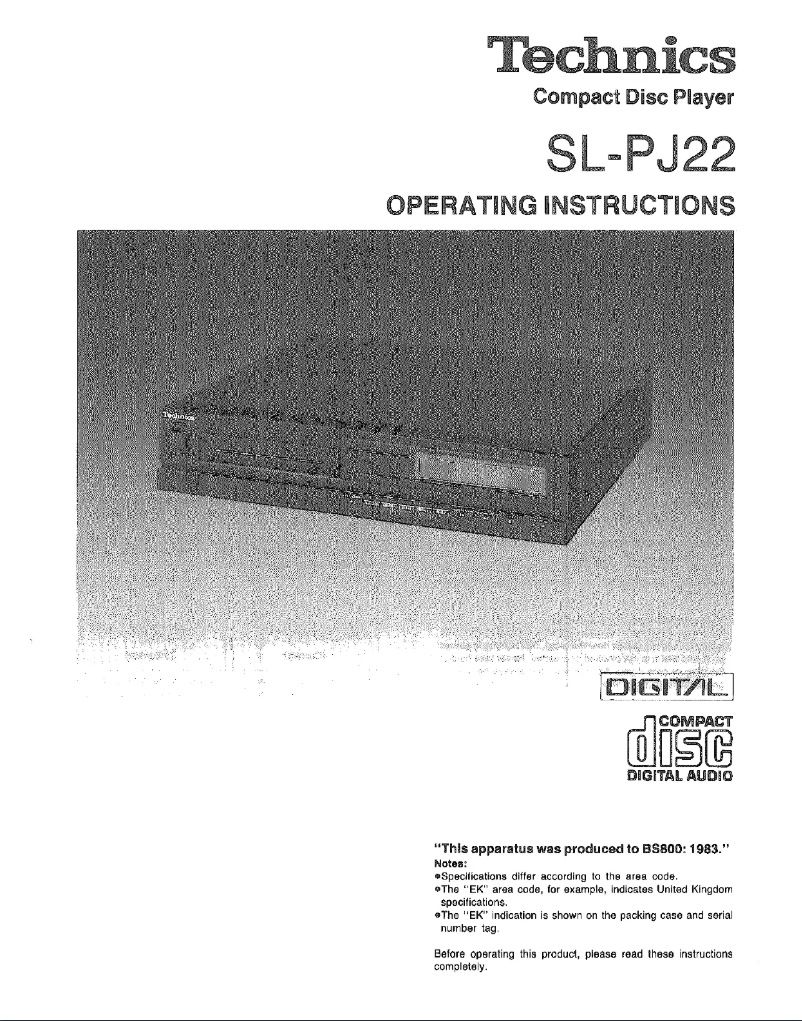 Image de la première page du manuel de l'appareil SL-PJ22